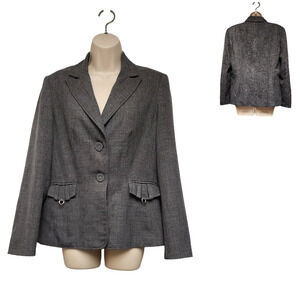 Signature By Larry Levine Single Breasted Blazer Color Gray Size 12